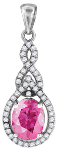 925 Sterling Silver Womens Green White Cubic-Zirconia Tear Drop Charm Pendant