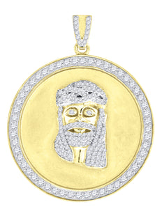 925 Sterling Silver Yellow-Tone Mens Cubic-Zirconia Jesus Religious Charm Pendant