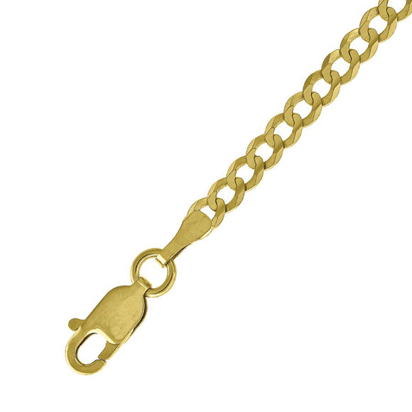 10kt Yellow Gold Unisex Solid Cuban Anklet 3mm 10 Inches