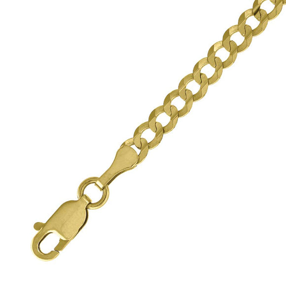 10kt Yellow Gold Mens Solid Cuban Anklet 3.5mm 10 Inches