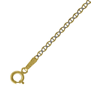 10kt Two-tone Gold Mens Solid Mariner Pave Bracelet 1.4mm 9 inches