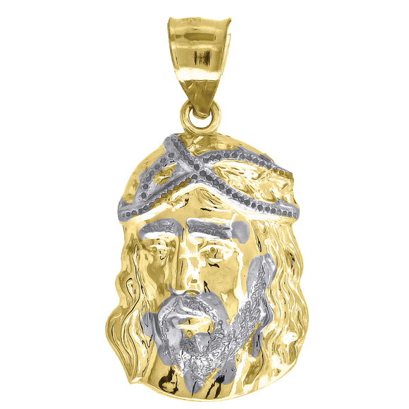 10KT Yellow Gold Mens Jesus Religious Charm Pendant