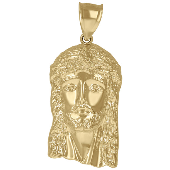 10KT Two-Tone Gold Mens Jesus Religious Charm Pendant