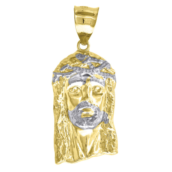 10KT Yellow Gold Mens Jesus Religious Charm Pendant
