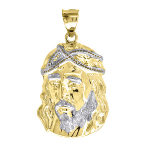 10KT Yellow Gold Mens Jesus Religious Charm Pendant