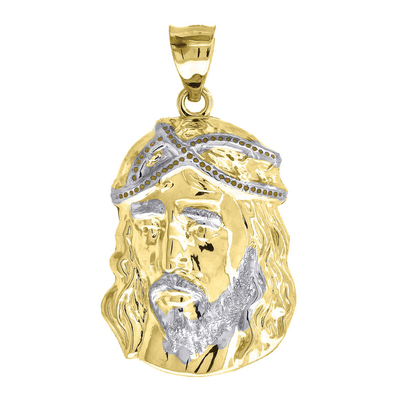 10KT Yellow Gold Mens Jesus Religious Charm Pendant