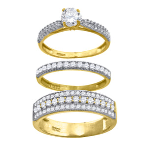 10kt Two-tone Gold Womens Cubic Zirconia Trio Ring Set