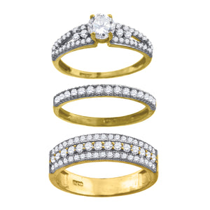 10kt Two-tone Gold Womens Round Cubic Zirconia Trio Ring Set