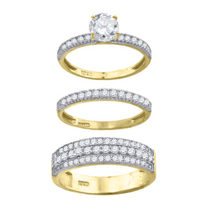 10kt Two-tone Gold Womens Cubic Zirconia Trio Ring Set