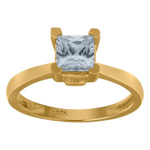 10kt Yellow Gold Womens Princess-cut Cubic Zirconia Engagement Ring