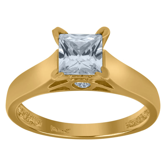 10kt Yellow Gold Womens Princess-cut Cubic Zirconia Engagement Ring