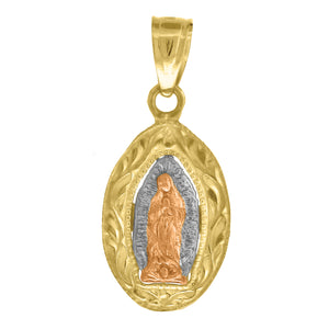 10kt Gold Tri-color Womens Guadalupe Mary Ht:19mm x W:9.2mm Religious Charm Pendant