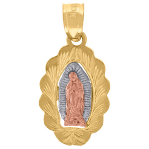 10kt Tri-color Gold Mens Women Textured Lady Of Guadalupe Religious Charm Pendant
