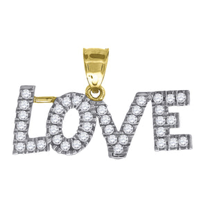10kt Two-tone Gold Womens Cubic Zirconia Cubic-zirconia LOVE Charm Pendant