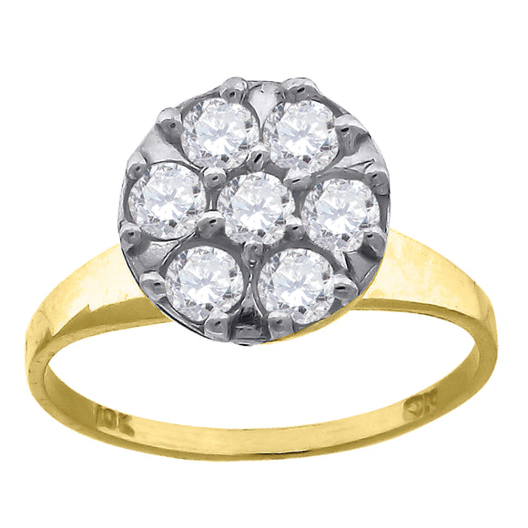10kt Two-tone Gold Womens Round Cubic Zirconia Engagement Ring