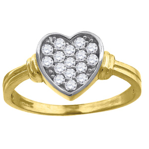 10kt Gold Womens Two-tone CZ Heart Band Ring