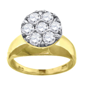 10kt Two-tone Gold Womens Round Cubic Zirconia Engagement Ring