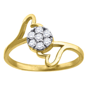 10kt Two-tone Gold Womens Round Cubic Zirconia Heart Ring
