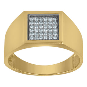 10kt Two-tone Gold Mens Round Cubic Zirconia Square Engagement Ring