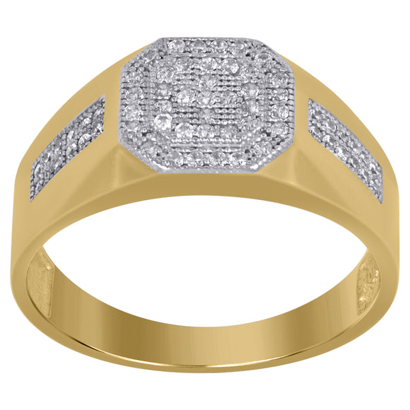 10kt Two-tone Gold Mens Round Cubic Zirconia Engagement Ring