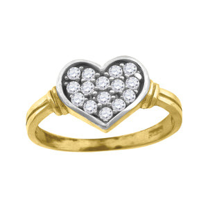 10kt Gold Womens Two-tone CZ Heart Band Ring