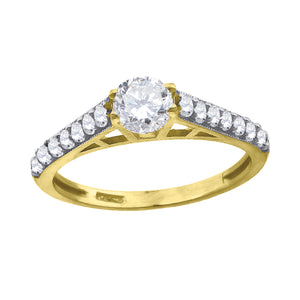 10kt Two-tone Gold Womens Cubic Zirconia Engagement Ring 
