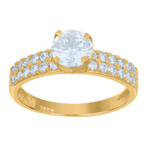 10kt Two-tone Gold Womens Cubic Zirconia Double Row Engagement Ring 