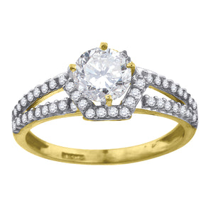 10kt Two-tone Gold Womens Cubic Zirconia DC Infinity Engagement Ring