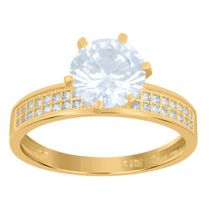 10kt Two-tone Gold Womens Cubic Zirconia Engagement Ring 