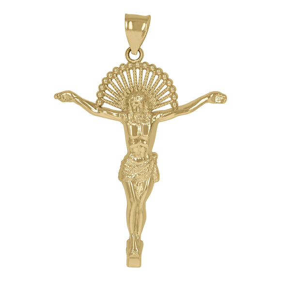 10KT Two-Tone Gold Mens Crucifix Religious Charm Pendant