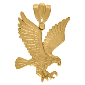 10KT Yellow Gold Mens Eagle Bird Charm Pendant