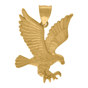 10KT Yellow Gold Mens Eagle Bird Charm Pendant