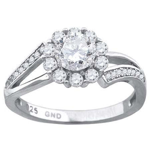 925 Sterling Silver Womens Cubic Zirconia Fashion Flower Engagement Ring Size 6