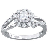 925 Sterling Silver Womens Cubic Zirconia Fashion Flower Engagement Ring Size 8