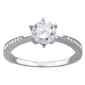 925 Sterling Silver Womens Cubic Zirconia Engagement Ring Size 6