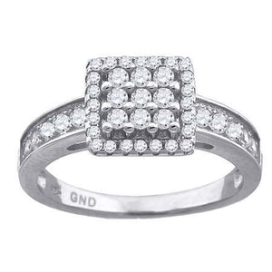 925 Sterling Silver Womens Cubic-Zirconia Square Head Fashion Ring Size 6