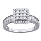 925 Sterling Silver Womens Cubic-Zirconia Square Head Fashion Ring Size 6