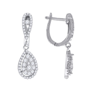 925 Sterling Silver Womens Cubic Zirconia Tear Drop Dangle Earrings