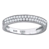 925 Sterling Silver Mens Cubic Zirconia 2 Row Wedding Band Ring Size 6