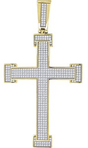 925 Sterling Silver Yellow-tone Unisex CZ Cross Religious Charm Pendant