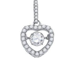 925 Sterling Silver Womens Cubic Zirconia Heart Charm Pendant