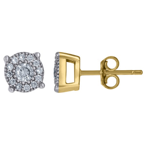 10Kt Yellow Gold Mens Cubic-Zirconia Fashion Stud Earrings
