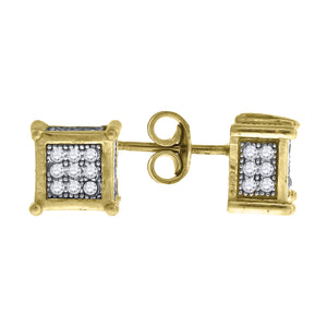 10kt Two-tone Gold Mens Cubic Zirconia CZ Square Stud Earrings