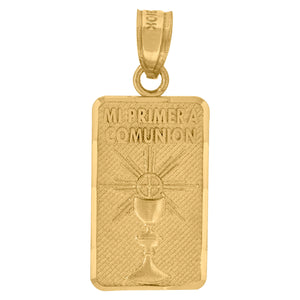 10kt Yellow Gold Mens Diamond-cut Mi Primera Comunion Charm Pendant