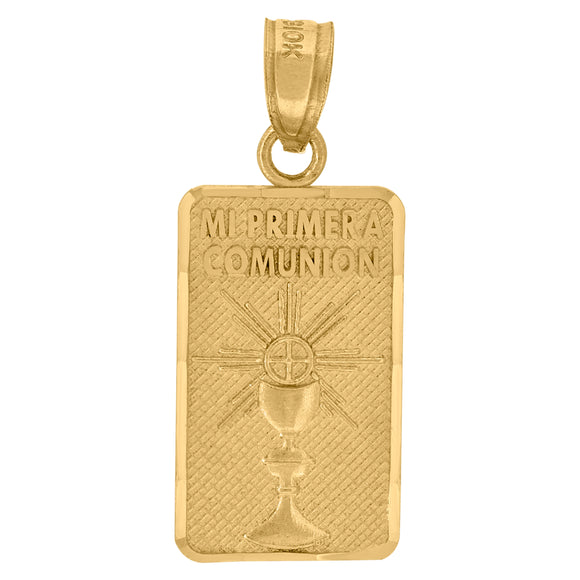 10kt Yellow Gold Mens Diamond-cut Mi Primera Comunion Charm Pendant