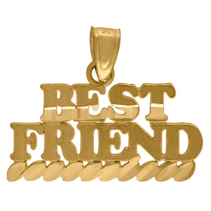 10kt Yellow Gold Diamond-cut Mens Best Friends Ht:16.3mm x W:20.3mm Letter & Words Charm Pendant