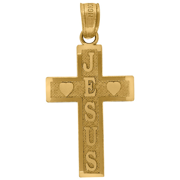 10kt Yellow Gold Textured Mens Our Jesus Lord Ht:26.9mm x W:13.5mm Religious Charm Pendant