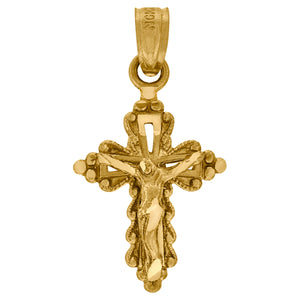 10kt Yellow Gold Diamond-cut Unisex Cross Crucifix Ht:23.1mm x W:12.8mm Religious Charm Pendant
