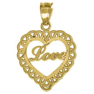 10kt Yellow Gold Womens Love Heart Charm Pendant