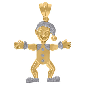 10KT Two-Tone Gold Mens Clown Fashion Charm Pendant